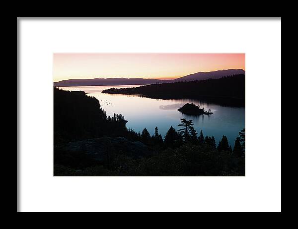 Photography Framed Print featuring the photograph Silhouette Of Island In A Lake #1 by Panoramic Images