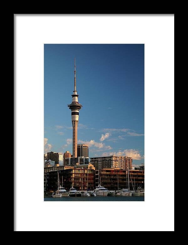 Auckland Framed Print featuring the photograph Skytower, Cbd, And Yachts, Viaduct #1 by David Wall