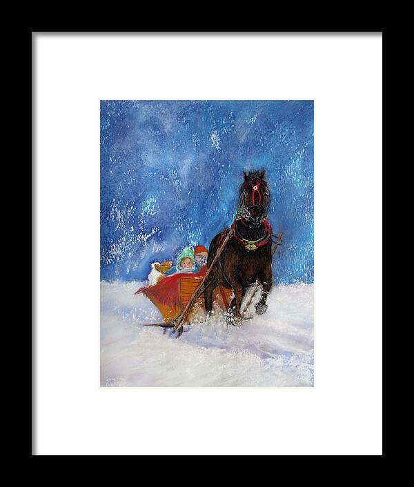 Christmas Framed Print featuring the painting Sleigh Ride by Loretta Luglio
