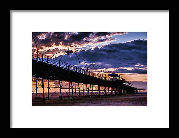 English Framed Print featuring the photograph Southport pier at sunset by Neil Alexander Photography