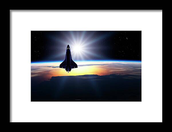 Aerospace Industry Framed Print featuring the photograph Space Shuttle In Orbit #1 by Detlev Van Ravenswaay