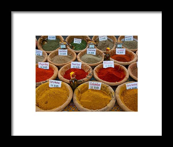 Photography Framed Print featuring the photograph Spices For Sale In A Weekly Market #1 by Panoramic Images