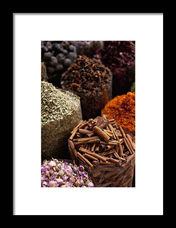 Day Framed Print featuring the photograph Spices For Sale In Spice Market Dubai #1 by Ian Cumming