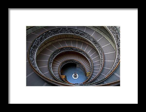 Italian Culture Framed Print featuring the photograph Spiral Staircase At The Vatican #1 by Mitch Diamond