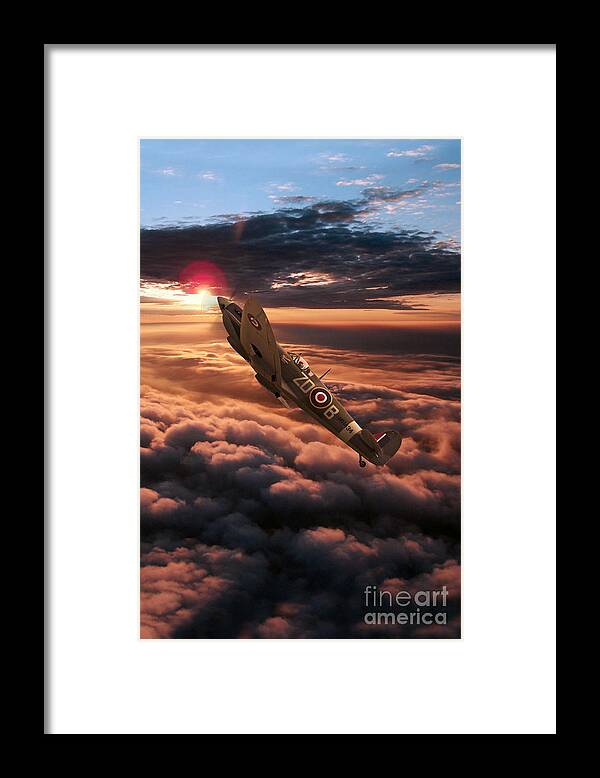 Raf Framed Print featuring the digital art Spitfire Sundown #1 by Airpower Art