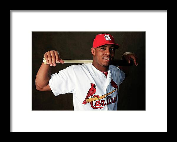 Media Day Framed Print featuring the photograph St. Louis Cardinals Photo Day by Rob Carr