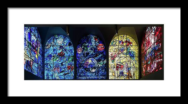 Photography Framed Print featuring the photograph Stained Glass Chagall Windows #1 by Panoramic Images