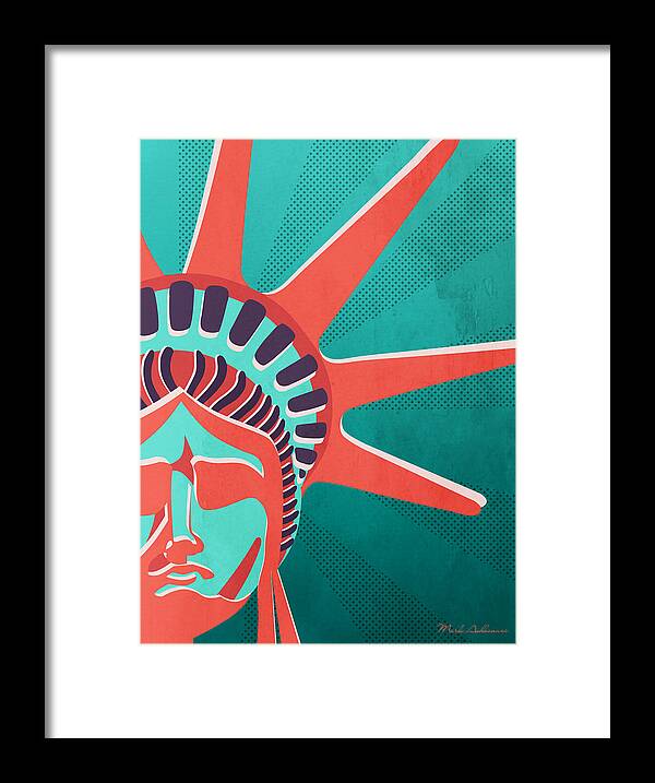 Statue Of Liberty Framed Print featuring the digital art Statue Of Liberty by Mark Ashkenazi