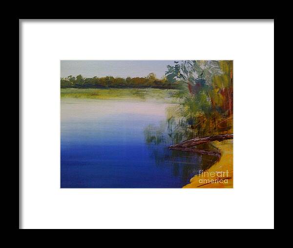 River Framed Print featuring the painting Still Waters - original sold by Therese Alcorn