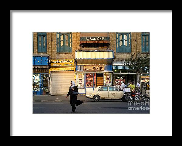Veiled Framed Print featuring the photograph Street Scene In Teheran Iran #1 by JM Travel Photography