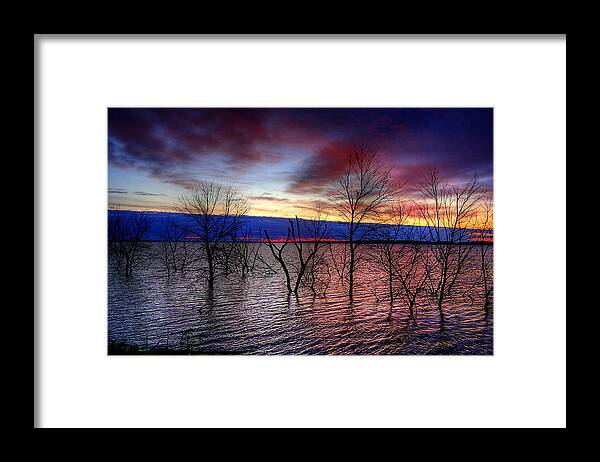 Sunrise Framed Print featuring the photograph Sunrise on Devils Lake #1 by Larry Trupp