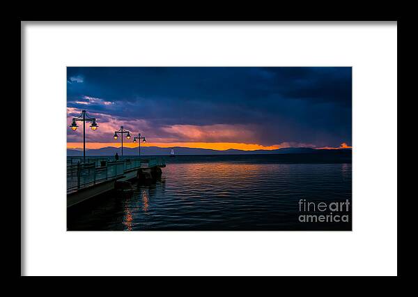 burlington Fishing Pier Framed Print featuring the photograph Sunset after a passing thundershower. #2 by New England Photography