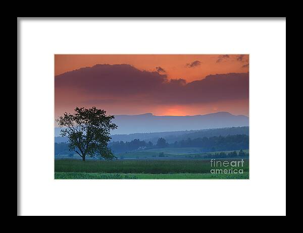 Mt. Mansfield Framed Print featuring the photograph Sunset over Mt. Mansfield in Stowe Vermont #1 by Don Landwehrle