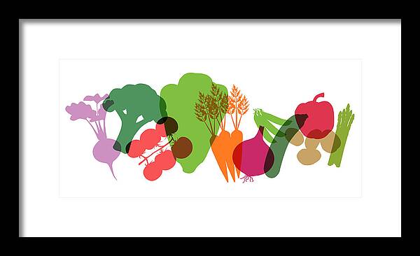 Broccoli Framed Print featuring the drawing Supermarket Vegetables #1 by Smartboy10