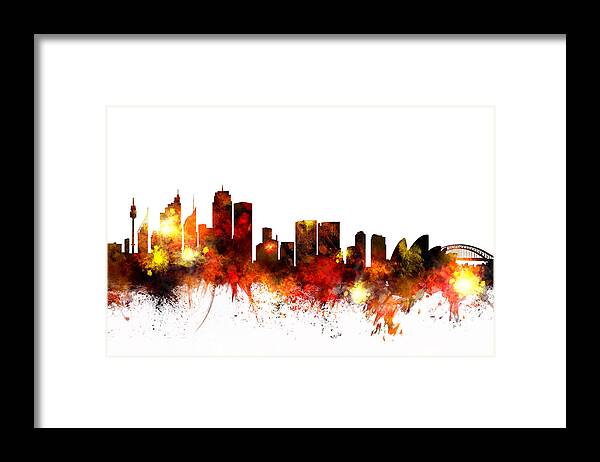 Sydney Framed Print featuring the digital art Sydney Australia Skyline #1 by Michael Tompsett