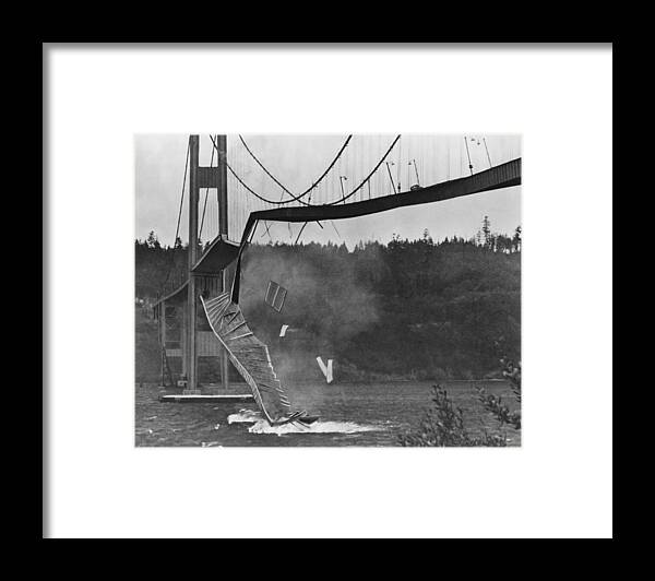 Bridge Framed Print featuring the photograph Tacoma Narrows Bridge Collapse #1 by Library Of Congress/science Photo Library