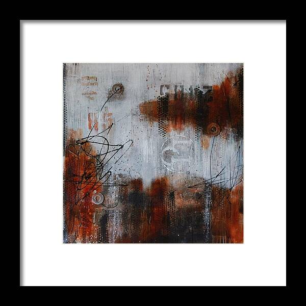 Mixed Media Framed Print featuring the painting Tagged #1 by Lauren Petit