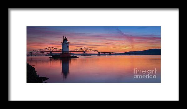 Ny Framed Print featuring the photograph Tarrytown Light at Sunset #1 by Michael Ver Sprill