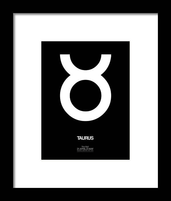 Taurus Framed Print featuring the digital art Taurus Zodiac Sign White #1 by Naxart Studio