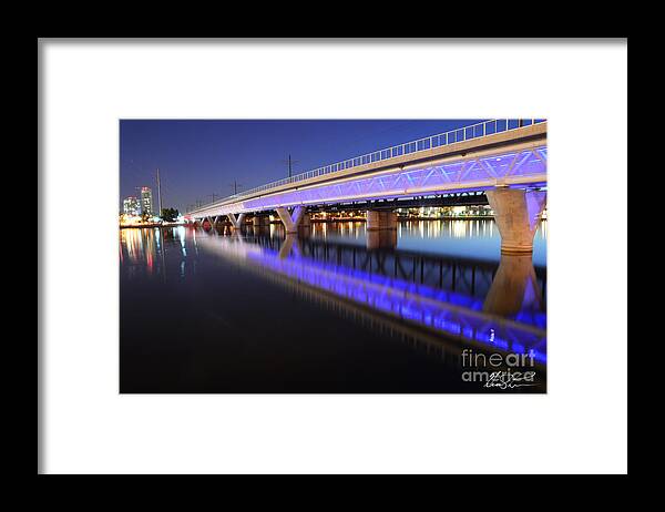 Bridge Framed Print featuring the photograph Tempe Lake Bridge by Keith Lyman