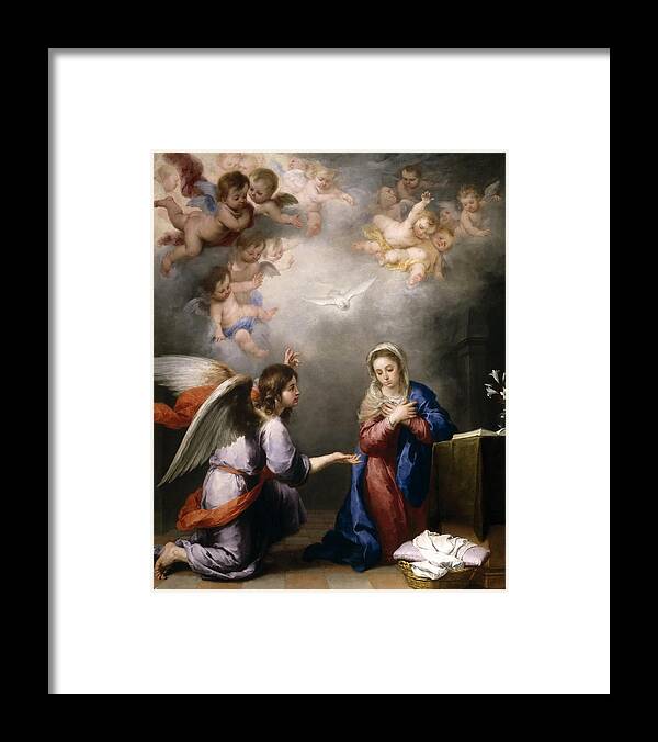 Bartolome Esteban Murillo Framed Print featuring the painting The Annunciation #4 by Bartolome Esteban Murillo