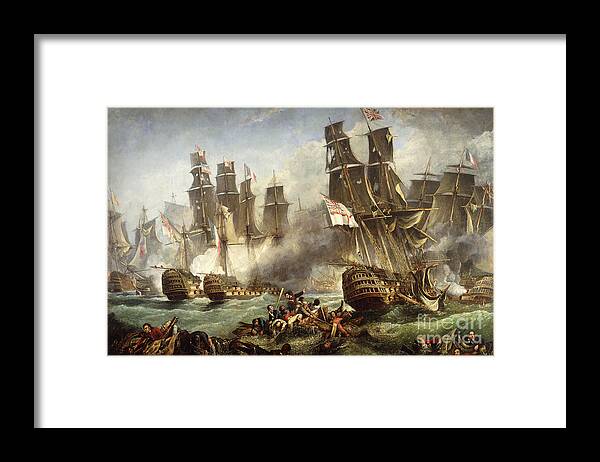  Battle Of Trafalgar Framed Print featuring the painting The Battle of Trafalgar by English School