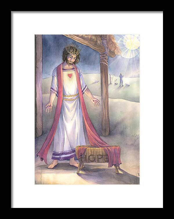 Jesus Christ Framed Print featuring the painting The Gift of Hope by Sara Burrier