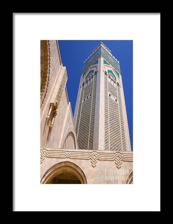 Hassan Ii Mosque Framed Print featuring the photograph The Hassan II Mosque Grand Mosque with the Worlds Tallest 210m Minaret Sour Jdid Casablanca Morocco #1 by PIXELS XPOSED Ralph A Ledergerber Photography
