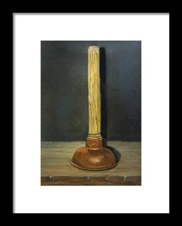 Toilet Plunger Framed Print featuring the painting The Lone Plunger by Donna Tucker