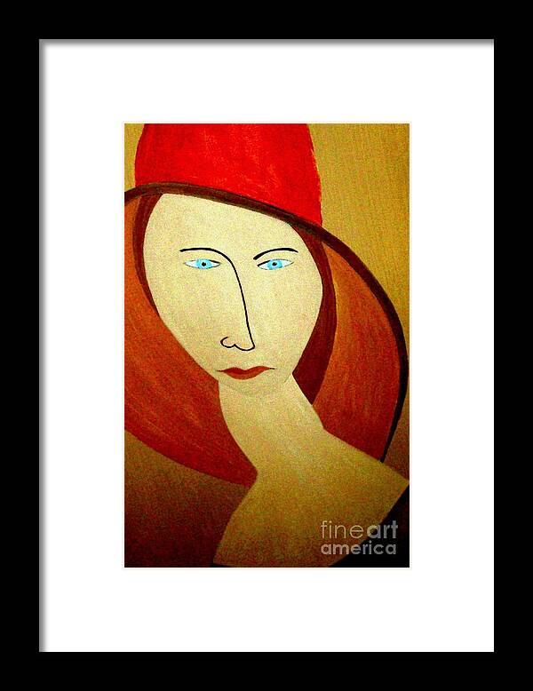 Woman Framed Print featuring the painting The Red Hat by Bill OConnor