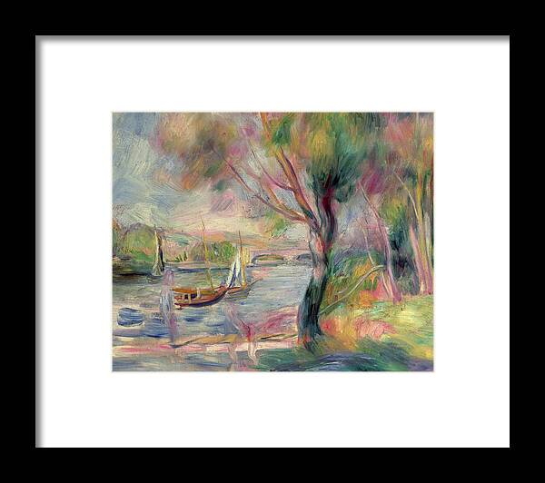 The Seine At Argenteuil Framed Print featuring the painting The Seine at Argenteuil by Pierre Auguste Renoir