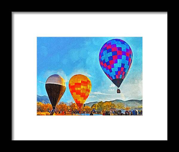 Taos Mountain Balloon Festival Framed Print featuring the digital art The Taos Mountain Balloon Rally 3 #1 by Digital Photographic Arts