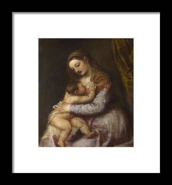 Titian Framed Print featuring the painting The Virgin suckling the Infant Christ #4 by Titian