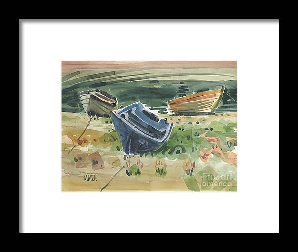 Boats Framed Print featuring the painting Three Boats by Donald Maier