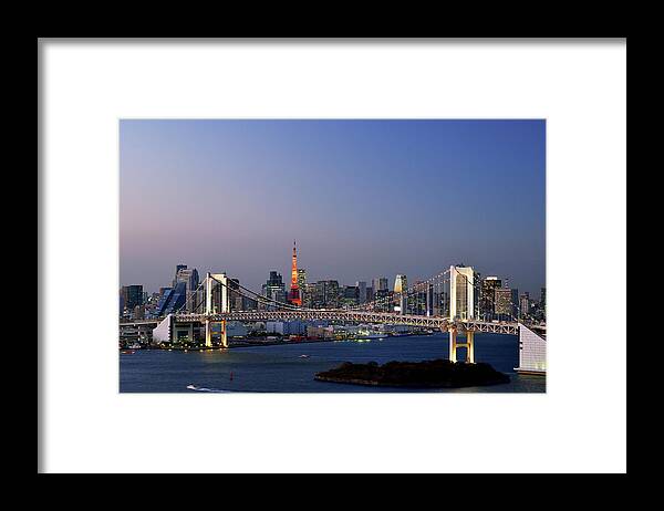 Tokyo Tower Framed Print featuring the photograph Tokyo Skyline At Sunset #1 by Vladimir Zakharov