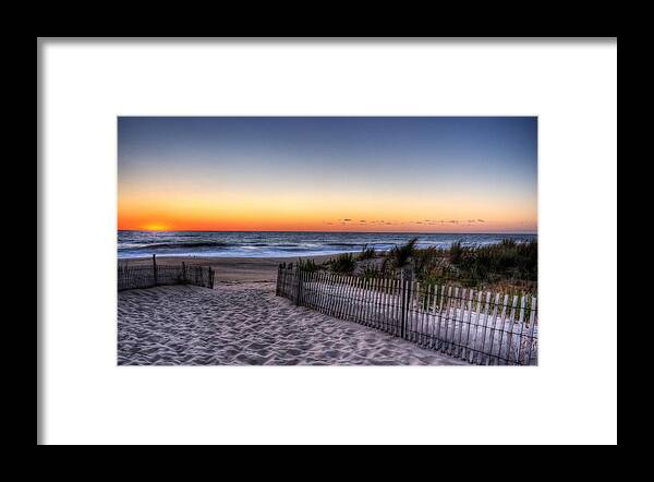 Dewey Beach Framed Print featuring the photograph Tower Beach Sunrise #1 by David Dufresne