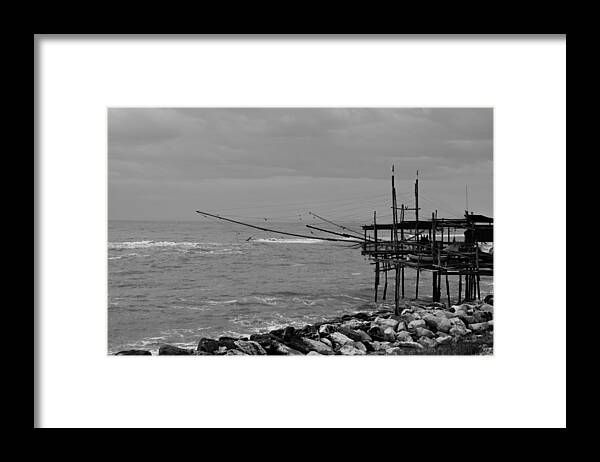 Italy Framed Print featuring the photograph Trabocco on the coast of Italy by AM FineArtPrints