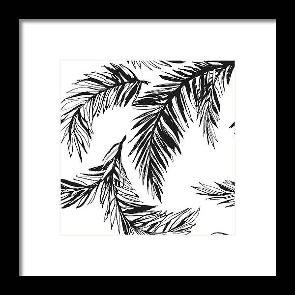 Tropical Rainforest Framed Print featuring the digital art Tropical Jungle Floral Seamless #1 by Sv sunny