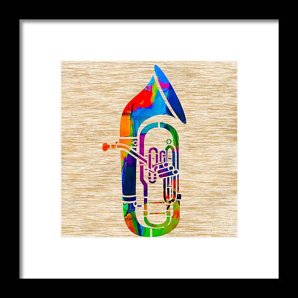 Tuba Framed Print featuring the mixed media Tuba #1 by Marvin Blaine