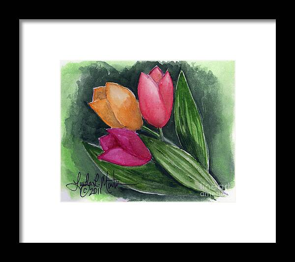 Watercolor Framed Print featuring the painting Tulips #1 by Linda L Martin