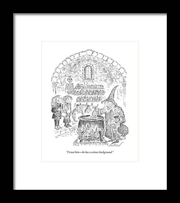 Wizard Framed Print featuring the drawing Two Women Refer To A Wizard #1 by Edward Koren