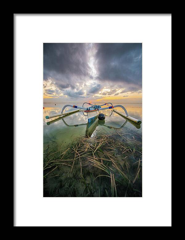 Tranquility Framed Print featuring the photograph Typical Wing Boat Of Sanur Beach Bali #1 by Santi Sukarnjanaprai