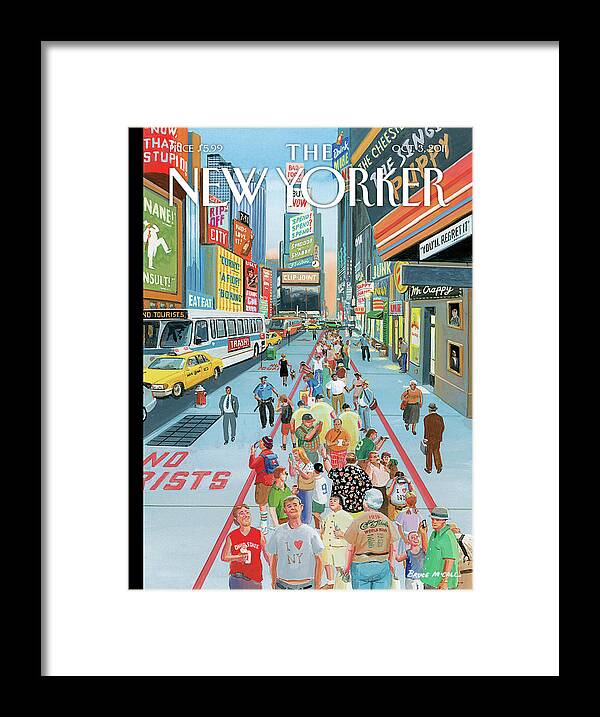 Times Square Framed Print featuring the painting It's a Helluva Town by Bruce McCall