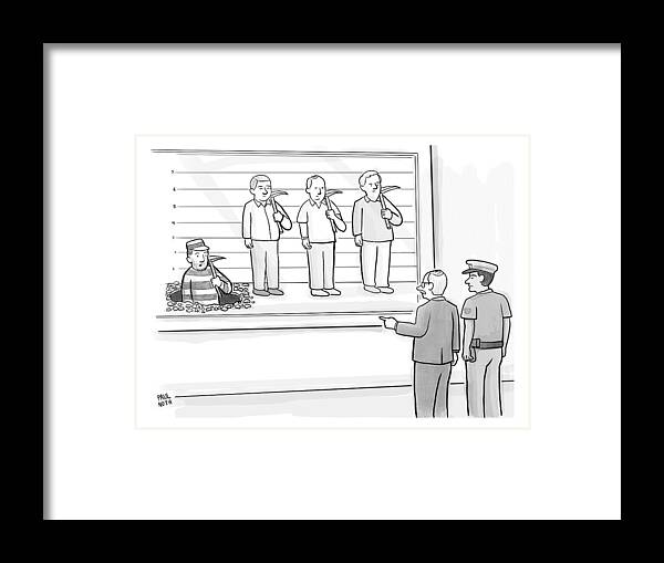 Police Framed Print featuring the drawing New Yorker March 6th, 2017 by Paul Noth