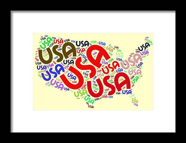 Usd Framed Print featuring the painting USA Word Cloud #1 by Bruce Nutting