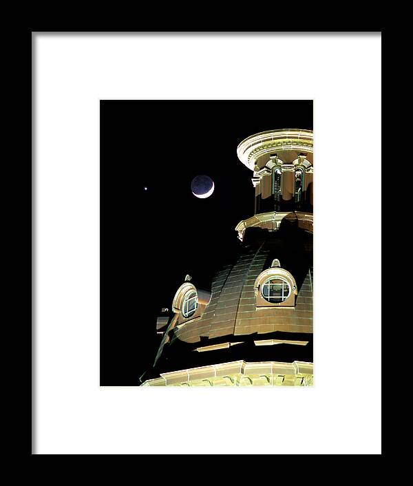 Planets Framed Print featuring the photograph Venus and Crescent Moon-1 by Charles Hite