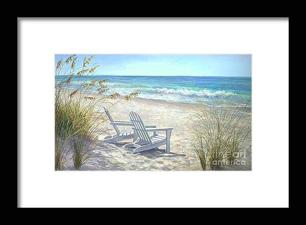 Beaches Framed Print featuring the painting View for two. by Laurie Snow Hein