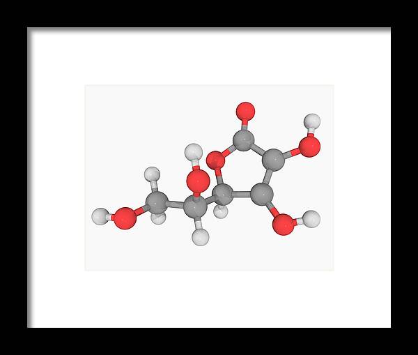 Vitamin C Framed Print featuring the digital art Vitamin C Ascorbic Acid Molecule #1 by Laguna Design