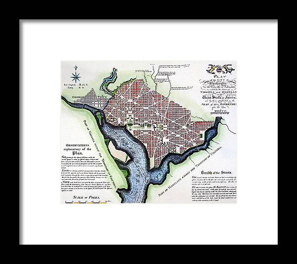 1792 Framed Print featuring the photograph Washington, Dc, Plan, 1792 #1 by Granger