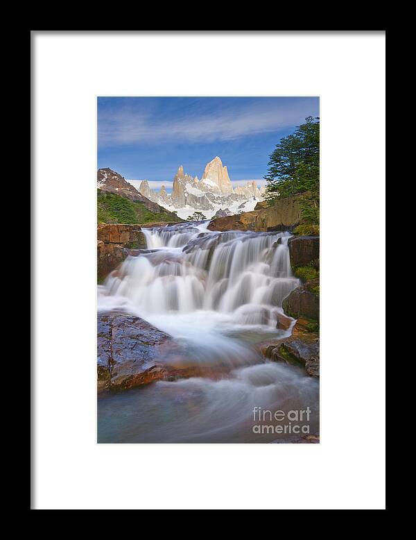 00346018 Framed Print featuring the photograph Waterfall in Los Glaciares NP by Yva Momatiuk John Eastcott
